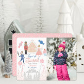 Nutcracker Land of Sweetsピンク誕生日写真 招待状