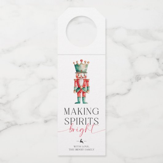 Nutcracker Making Spirits Bright Christmas Gift ボトルネックタグ (正面)
