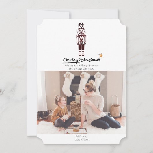 Nutcracker Merry Christmas Holiday Photo Card シーズンカード (正面)
