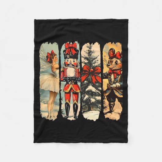 Nutcracker Merry Christmas Xmas Tree Family Pajama フリースブランケット (正面)