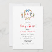 Nutcracker Monogram crest Christmas Baby shower 招待状 (正面)