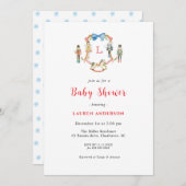 Nutcracker Monogram crest Christmas Baby shower 招待状 (正面/裏面)