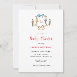 Nutcracker Monogram crest Christmas Baby shower 招待状