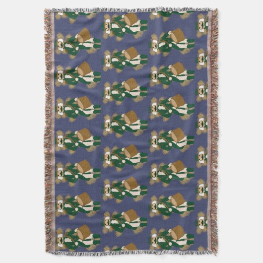 Nutcracker Navy Blue Woven Blanket スローブランケット (正面縦)