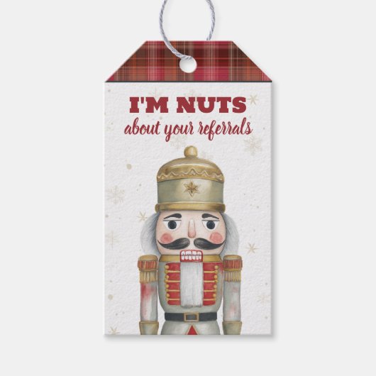 Nutcracker Nuts About Your Referrals Christmas ギフトタグ (正面)