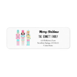 Nutcracker Pastel Merry Christmas Typography ラベル