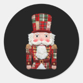 Nutcracker Patchwork Merry Christmas Pajamas Men W ラウンドシール (正面)