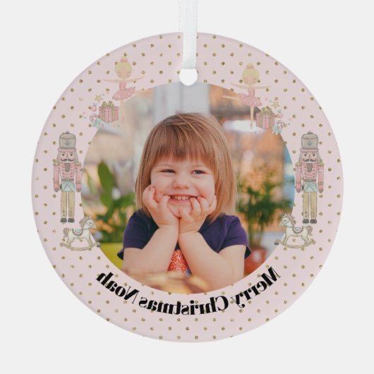 nutcracker Photo Christmas Cute  ガラスオーナメント (裏面)