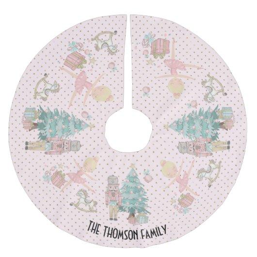 Nutcracker Photo Christmas Cute Ballerina ブラッシュドポリエステルツリースカート (正面)