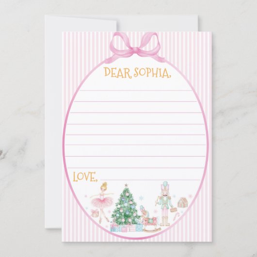 Nutcracker Pink Bow Birthday Time Capsule Card サンキューカード (正面)