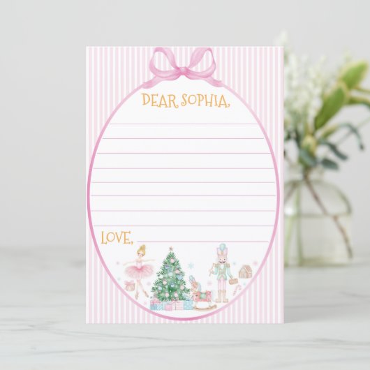 Nutcracker Pink Bow Birthday Time Capsule Card サンキューカード (スタンド正面)
