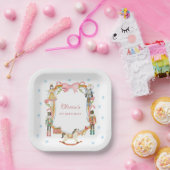 Nutcracker Pink Christmas Girl 1st Birthday ペーパープレート (パーティー)