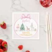 Nutcracker Pink Winter Onederland Birthday スタンダードカクテルナプキン (インサイチュ)