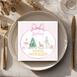 Nutcracker Pink Winter Onederland Birthday スタンダードカクテルナプキン