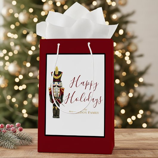 Nutcracker Red Happy Holidays Classic Christmas  ミディアムペーパーバッグ