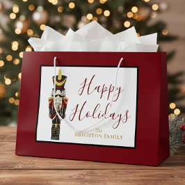 Nutcracker Red Happy Holidays Classic Christmas  ラージペーパーバッグ