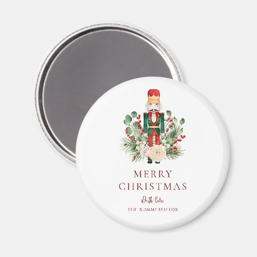 Nutcracker Script Greenery Christmas Holiday マグネット (正面/裏面)