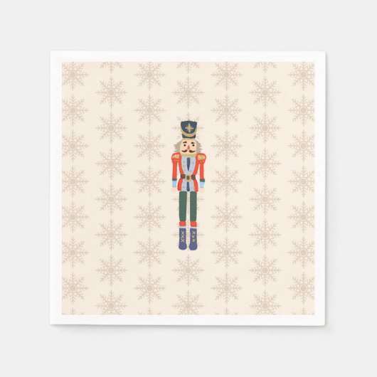 Nutcracker Snowflake Pattern Holiday Paper Napkin スタンダードカクテルナプキン (正面)