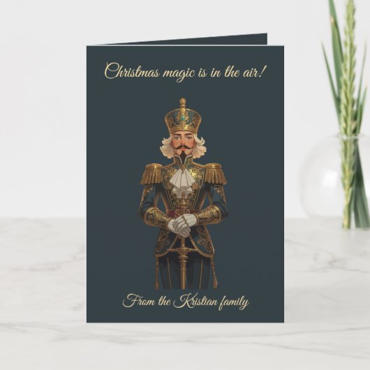 Nutcracker Soldier Art Nouveau Style Christmas カード (正面)