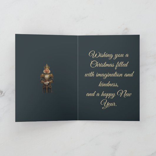 Nutcracker Soldier Art Nouveau Style Christmas カード (内部)