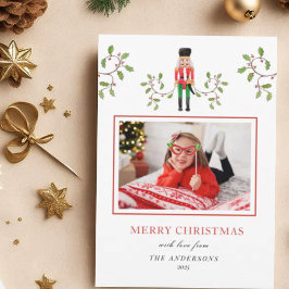 Nutcracker Soldier & holiday greenery写真 案内状