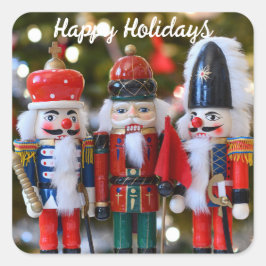 Nutcracker Soldiers Festive Christmas Red Green スクエアシール