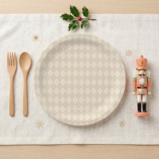 Nutcracker Sugar Plum Fairy Argyle Tableware ペーパープレート