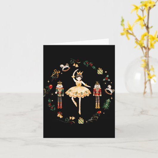 Nutcracker Sugar Plum Fairy Winter Birthday Baby  カード (黄色い花)