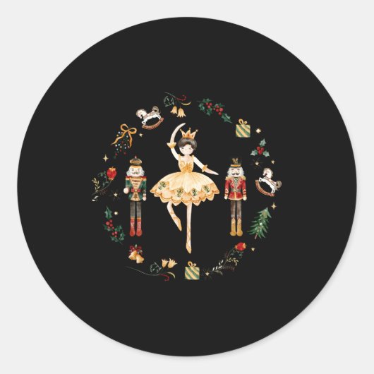 Nutcracker Sugar Plum Fairy Winter Birthday Baby  ラウンドシール (正面)