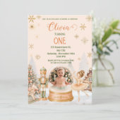 Nutcracker Sugar Plum Peach Mint Photo Snow Globe 招待状 (スタンド正面)
