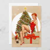 Nutcracker Sweet Retro Pinup Christmas Card シーズンカード (正面/裏面)