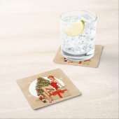 Nutcracker Sweet Retro Pinup Christmas Coaster スクエアペーパーコースター (インサイチュ)