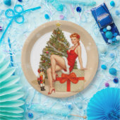Nutcracker Sweet Retro Pinup Christmas Paper Plate ペーパープレート (パーティー)