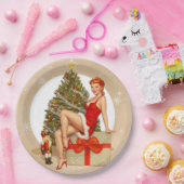 Nutcracker Sweet Retro Pinup Christmas Paper Plate ペーパープレート (パーティー)