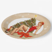 Nutcracker Sweet Retro Pinup Christmas Paper Plate ペーパープレート (アングル)
