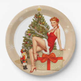 Nutcracker Sweet Retro Pinup Christmas Paper Plate ペーパープレート