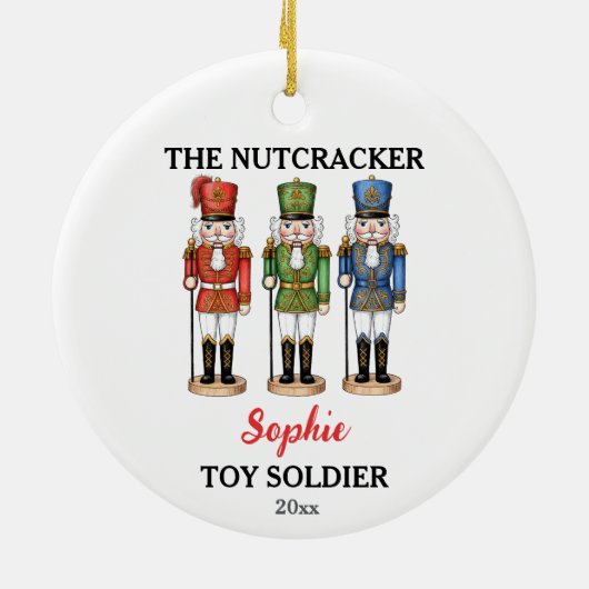 Nutcracker Toy Soldier Custom Name Christmas セラミックオーナメント (裏面)