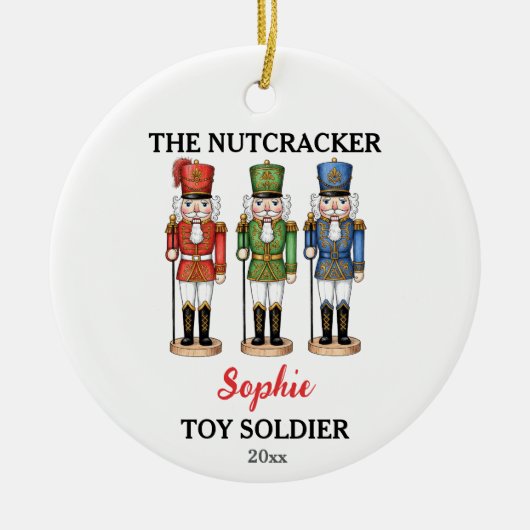 Nutcracker Toy Soldier Custom Name & Photo セラミックオーナメント (正面)