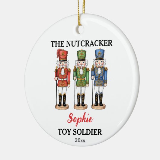 Nutcracker Toy Soldier Custom Name & Photo セラミックオーナメント (左)