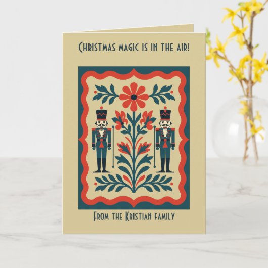 Nutcracker Toy Soldier Nordic Christmas Minimal St カード (黄色い花)