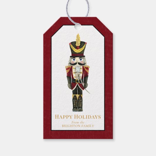 Nutcracker Traditional Christmas Personalized Red  ギフトタグ (正面)