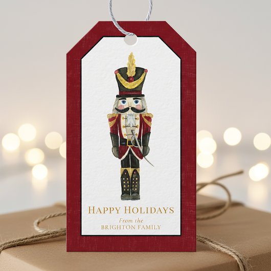 Nutcracker Traditional Christmas Personalized Red ギフトタグ