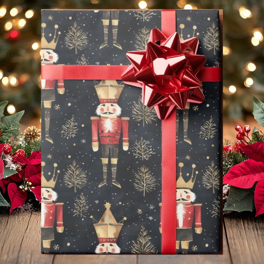 Nutcracker Watercolor Gold Red & Black Christmas ラッピングペーパー