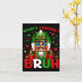 Nutcracker What's Crackin Bruh Funny Christmas Men カード (黄色い花)