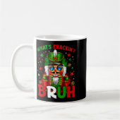 Nutcracker What's Crackin Bruh Funny Christmas Men コーヒーマグカップ (左)