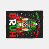 Nutcracker What's Crackin Bruh Funny Christmas Men フリースブランケット (正面(横))