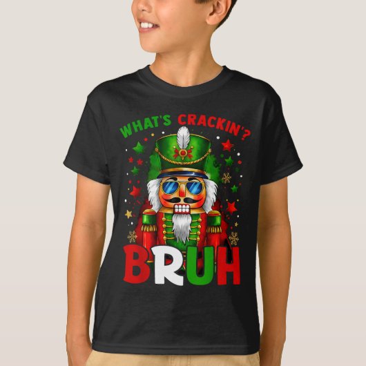 Nutcracker What's Crackin Bruh Funny Christmas Men Tシャツ (正面)