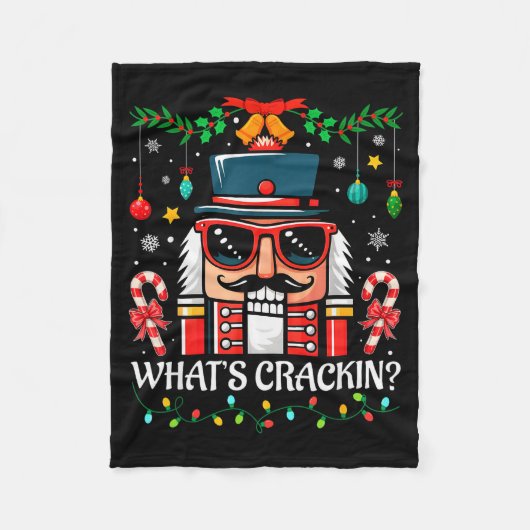 Nutcracker What's Crackin Funny Christmas Men Wome フリースブランケット (正面)