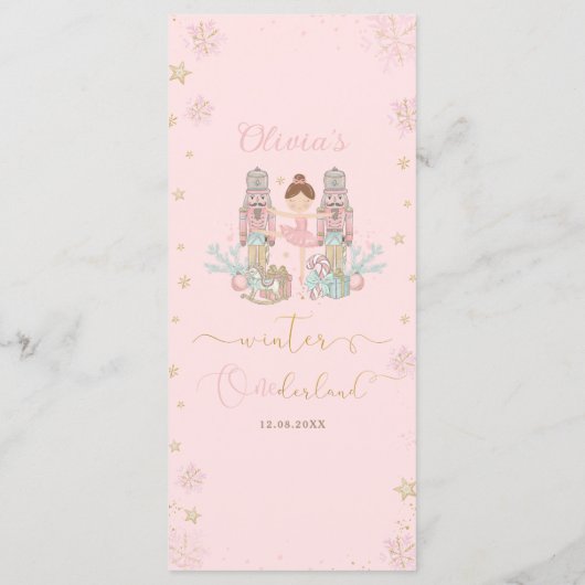 Nutcracker Winter Onederland 1st Birthday Menu プログラム (裏面)