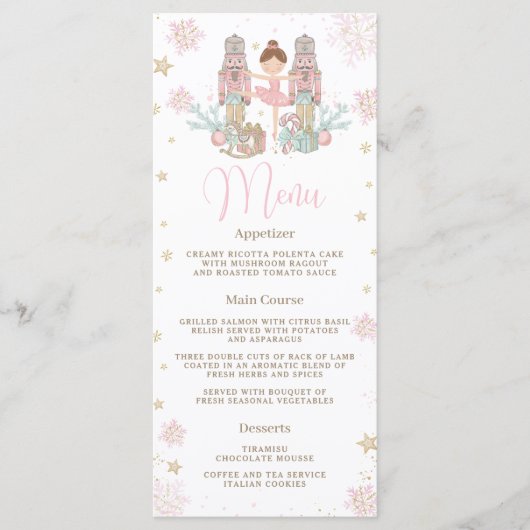 Nutcracker Winter Onederland 1st Birthday Menu プログラム (正面)